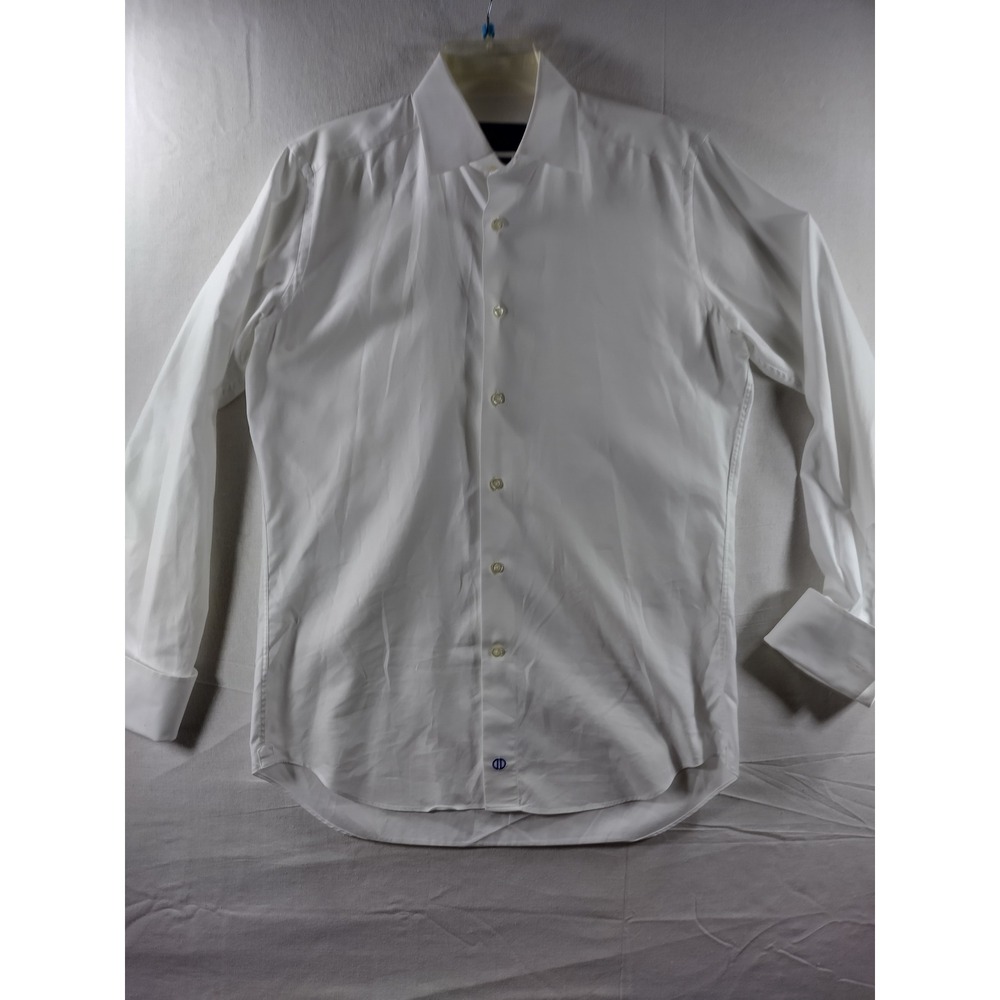David Donahue Mens White Cotton French Cuff Dress Shirt 16 34/35 Spread Collar